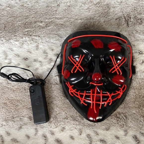 NWT! The Purge mask black red orange LED light up Halloween costume party horror - Picture 7 of 9
